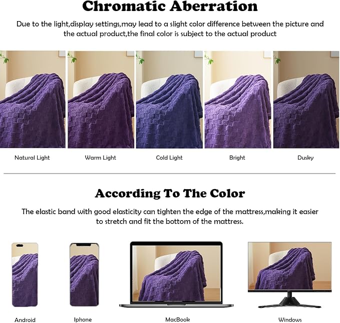 NEWCOSPLAY 3D Checkered Flannel Twin Blanket, Purple Checkered, 60"x80" | Super Soft Cute Lightweight Decorative Premium Silky Fleece Blanket for Couch Sofa Bed, Gift for Women Men, All Season Use