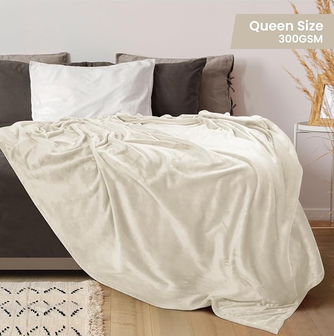 Utopia Bedding Ultra Soft Fleece Bed Blanket Queen Size Linen (90x90 Inch) | Microfiber Plush Warm Lightweight Breathable Cozy Blanket Anti-Static, All Season Use, Gift for Women and Men