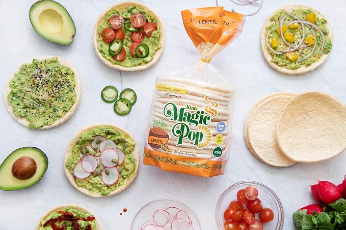 Kim's Magic Pop Freshly Popped Rice Cakes | Vegan | LentilFlavor | 12 Bags | 15 Cakes per Bag | Low Carb, Sugar Free, Fat Free, Natural, Multigrain Korean Snack | Easy Bread, Chip, Cracker Replacement