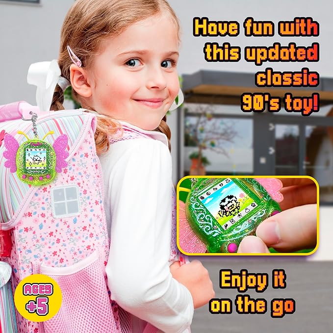Giga Pets Green Pixie Interactive Digital Pet, Upgraded Virtual Pets for Kids, 8 Different Pixie Evolutions, Classic 90’s Gaming Boys, Girls Toys