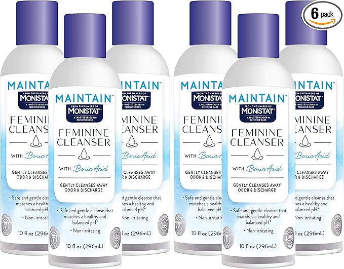 Monistat Boric Acid Feminine Wash,Fragrance-Free Intimate Wash for Women with Gentle pH-Balanced Formula,10 Fl Oz,(Pack of 6)