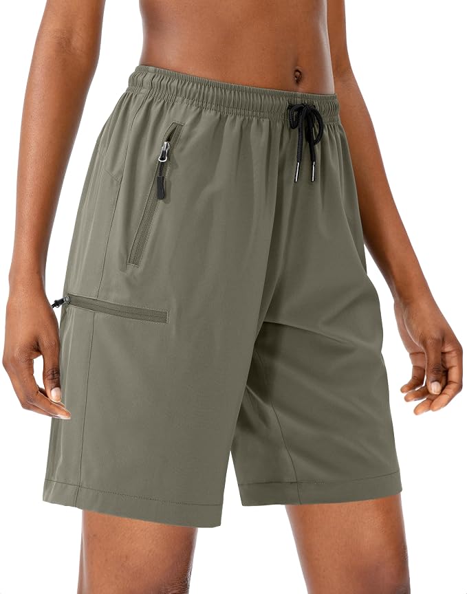SANTINY Women's 5''/ 7''/9'' Hiking Cargo Shorts Quick Dry Lightweight Summer Shorts for Women Athletic Golf Zipper Pockets