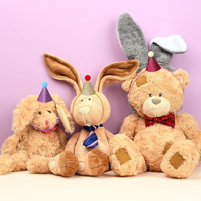 12 Pack Mini Party Hats for Stuffed Animals, Gittter Sequin Mini Hats for Plush Toy Dolls Dog Cat Puppies Birthday Party Decorations - No Assembly Required