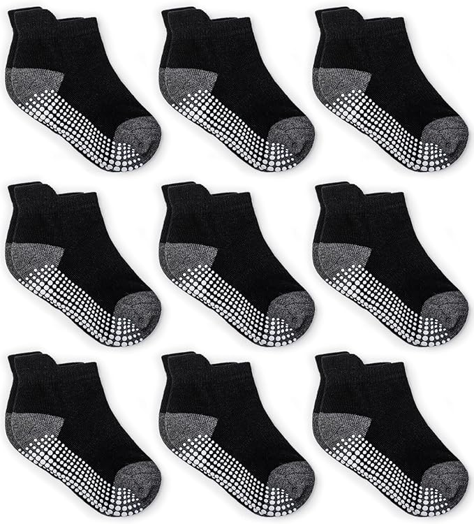 Zaples Baby Non Slip Grip Ankle Socks with Non Skid Soles for Infants Toddlers Kids Boys Girls