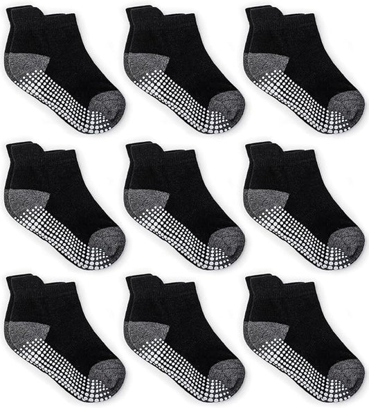 Zaples Baby Non Slip Grip Ankle Socks with Non Skid Soles for Infants Toddlers Kids Boys Girls