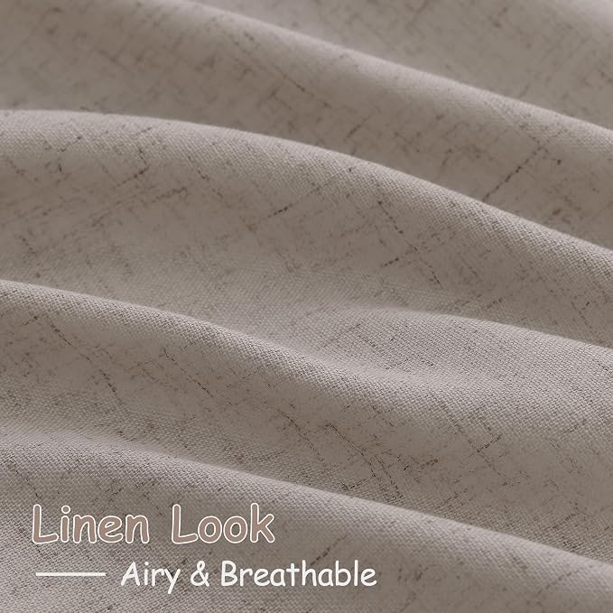 Nanspring Stone Beige Linen Curtains for Living Room 120 Inches Long Light Filtering Semi Sheer Curtain Back Tab Simple Modern Luxury Long Floor to Ceiling High Window for Bedroom 52x120, 2 Panels