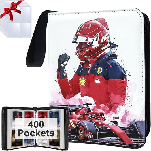 400 Pockets Race Card Binder for Trading Cards,Portable Waterproof Storage Bag with Removable Sleeves for Sports Cards Collectors