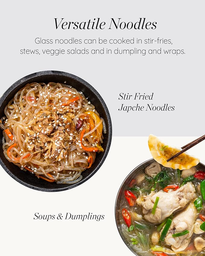 Sempio Glass Noodles, Dangmyun, Gluten-Free, 15.08 oz / 450 g | Sweet Potato Vermicelli, Ideal for Korean Food, Japchae, Galbitang, Good Carbs, Fat-Free, Pasta Alternative