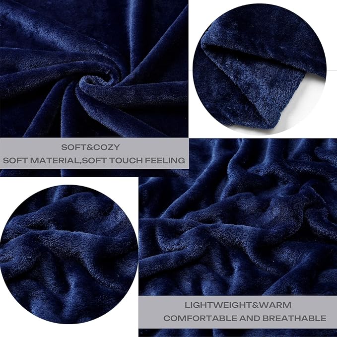 Fleece Plush Throw Blanket Navy Blue 50"x60"for Couch Fuzzy Cozy Flannel | Super Soft Lightweight Microfiber Blanket for Sofa Bed bedroom Home Decor All Season,Birthday Gifts for Women Mom Adult