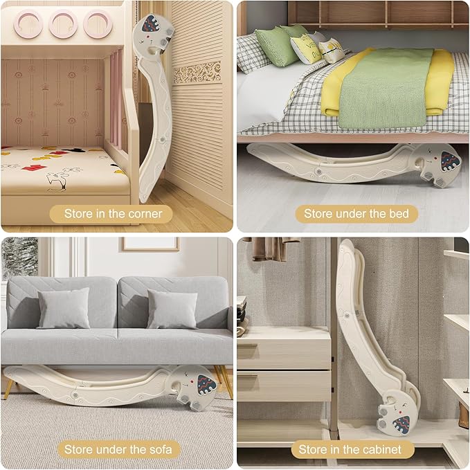 Indoor Couch Slide for Toddlers 1-3, Kids Baby Toddler Slide, Add-on for Modular Play Couches, Indoor Playset for Sofa Bed Stair, with Secure Guardrail, Gentle Slope, Extended Buffer Zone (Big)
