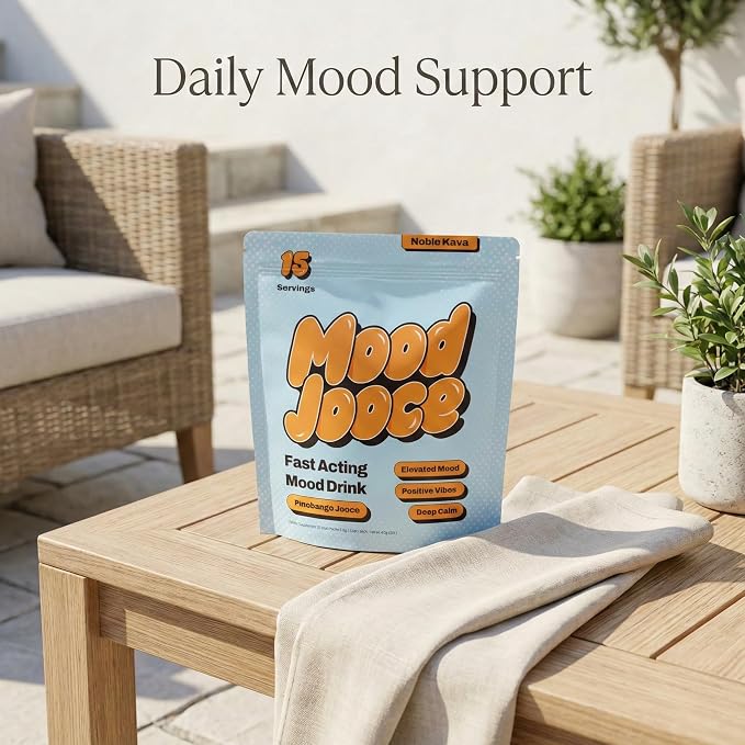 Mood Jooce Noble Kava Drink Mix - Cortisol Reducer with Kava Kava - Anxiety, Sleep & Mood Support Supplement - No Sugar - Vegan - Pineapple Mango Flavor - 15 On-the-Go Packets