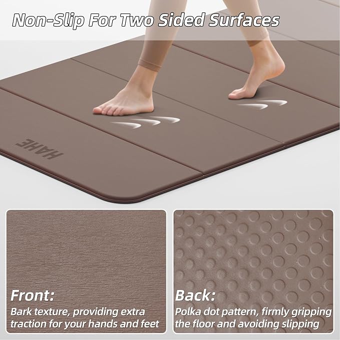 Foldable Yoga Mat,74"Lx32"Wx1/3"Thick,Folding Exercise Mat,Non-slip Wide Pilates Mats for Home Workout/Travel, Portable Yoga Mat Thick for Yoga/Pilates/Camping/Floor Exercises