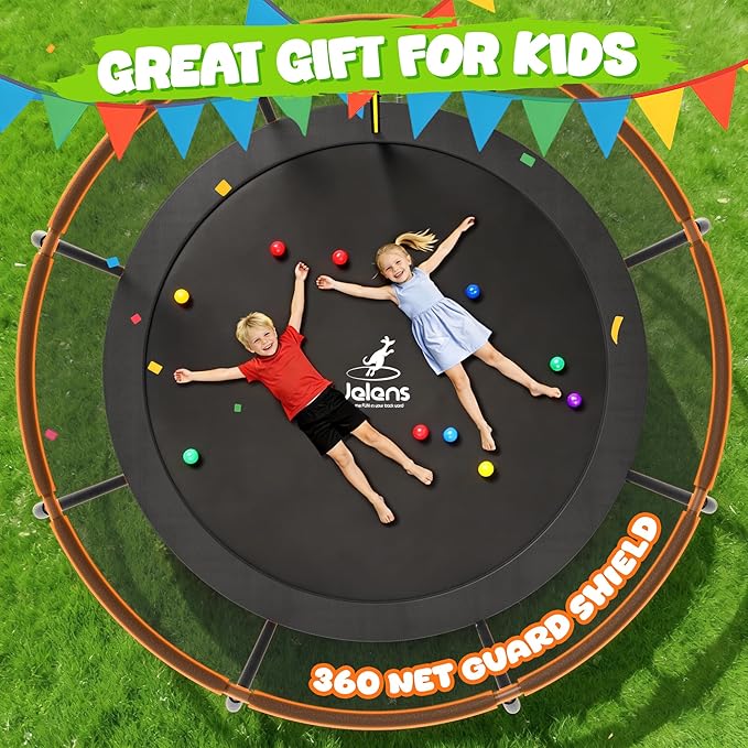 JELENS Trampoline 8FT 10FT 12FT 14FT 15FT 16FT, Recreational Trampolines with Enclosure Net, Outdoor Anti-Rust Trampolines for Kids and Adults, ASTM Approved