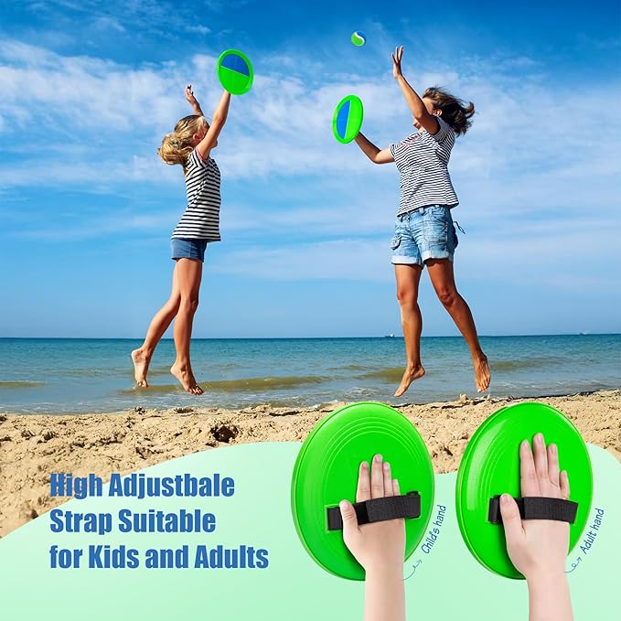 PlayZap Toss and Catch Ball Set Upgraded - Toddler Toys Kids Games for Whole Family - Water-Resistant Great for Beach Pool Yard Outdoor Games - Gift for 3 4 5 6 7 8 9 10 11 12+ Years Old Boys Girls