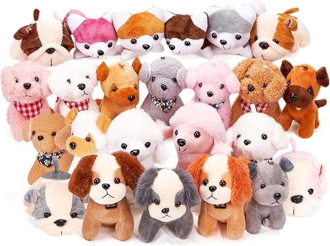 Niceup Small Dog Stuffed Animals Kids Plush Puppy Stocking Stuffers Party Favors Bulk Dog Paw Adoption Class Pet Puppy Toys Doll for Party Bag Goodie Bag Stuffer Gift Fillers (48)