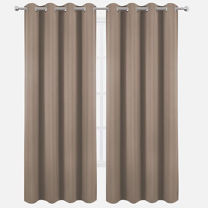 LEMOMO Blackout Curtains 66 x 84 inch/Cappuccino Curtains Set of 2 Panels/Thermal Insulated Room Darkening Bedroom Curtains