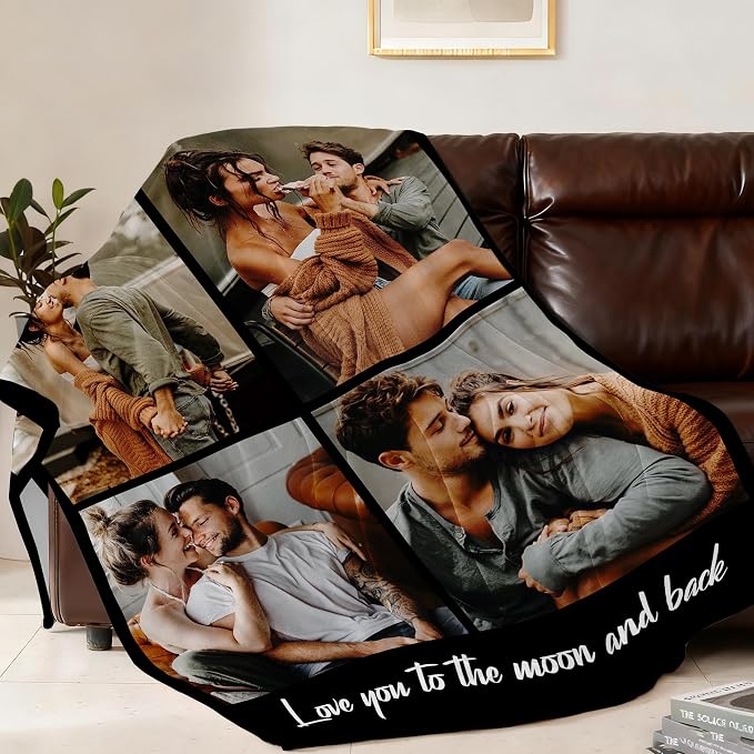 Ship Next Day, Custom Blanket with Picture Customized Photo Blankets Customize, Customizable Blanket, Personalized Christmas Funny Gifts for Couple, Girlfriend, Boyfriend, Mom, Dad, Wife, Husband