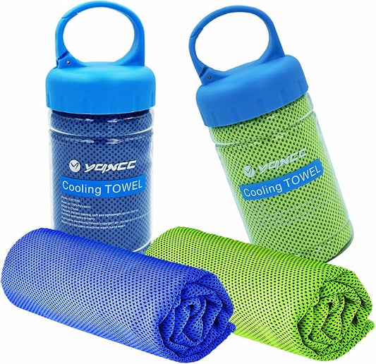 YQXCC 2 Pack Cooling Towels (47"x12"), Ice Cool Neck Towel, Soft Breathable Microfiber for Yoga, Golf, Gym, Running, Camping & Hot Weather