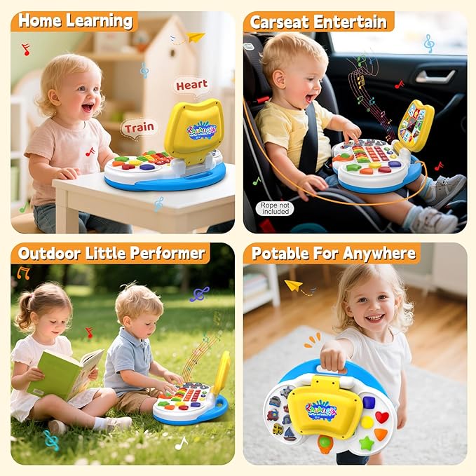 Interactive Laptop Toys for Toddler 2-4: Educational Bilingual Kids Computer with LCD Screen & Learning Toys for 2-3 Year Olds -Birthday Gifts for Boys & Girls