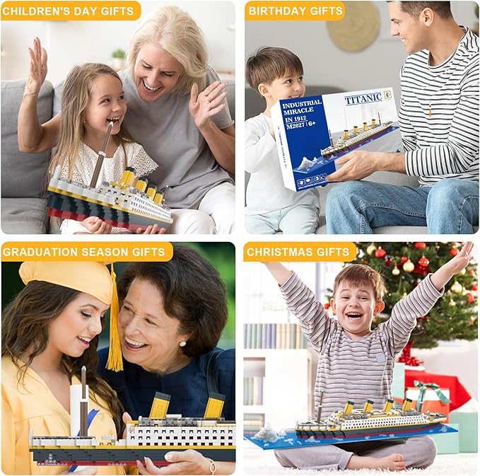 Titanic Micro Mini Building Set,1878 Pieces Big Ship Model Building Toys,DIY Educational Toys 3D Puzzle Kit,STEM Ship Creative Project Model Building Set, Birthday for Adults,Kids