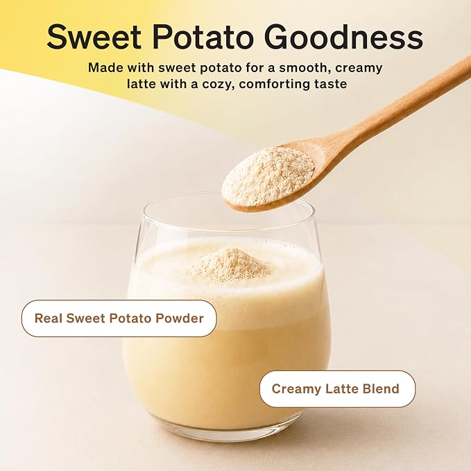 Damtuh Sweet Potato Latte Powder, 18g x 12 Sticks – Korean Goguma Latte Mix, Creamy Instant Drink, Caffeine-Free