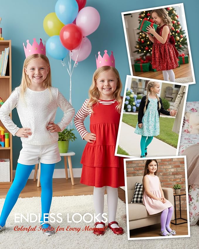 CHUNG Girls Footed Tights Light Weight Stretchy 60D Multi Candy Color Stage Play Costumes 2-12Y