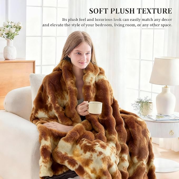 Faux Fur Twin Blanket for Couch, 1000 GSM Cozy Fuzzy Fluffy Soft Plush Thick Bubble Sherpa Blanket for Sofa Bedroom Living Room, Mothers Day Birthday Gifts for Women Home Decor