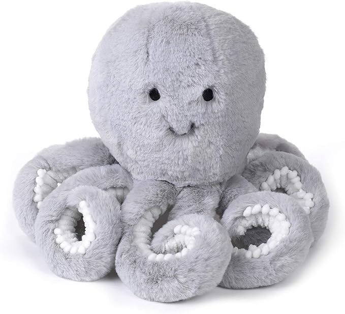 Lambs & Ivy Ocean Blue Plush Gray Octopus Stuffed Animal Toy - Inky