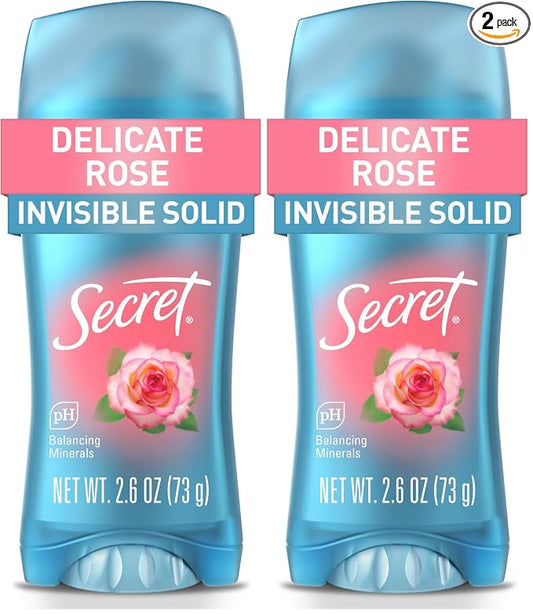Secret Invisible Solid Antiperspirant and Deodorant, Rose Scent, 2.6 oz (Pack of 2)