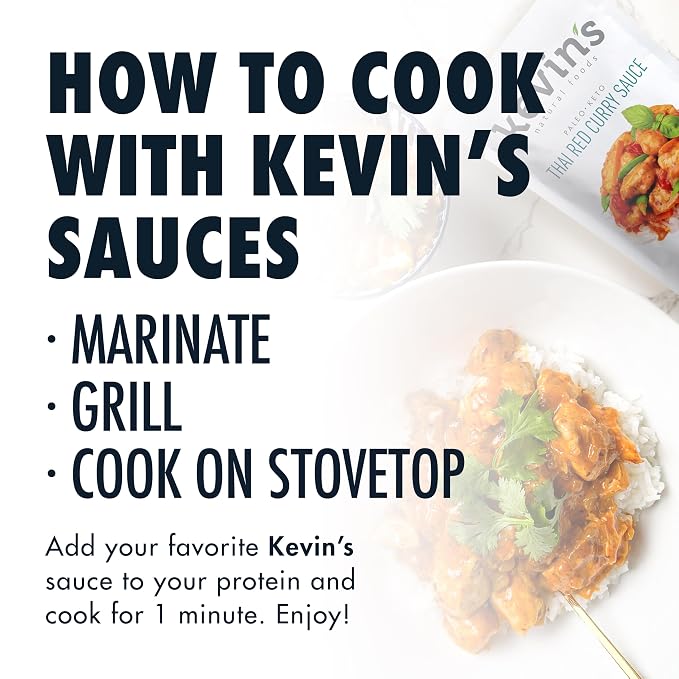 Kevin's Natural Foods Thai Red Curry Simmer Sauce, 3 Pack | Paleo Stir-Fry Sauce, Gluten Free, No Preservatives, Non-GMO