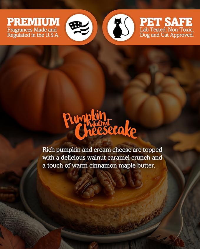 Shortie's Candle Company Pumpkin Walnut Cheesecake Premium Wax Melts 4 Pack - 12 Oz., Strong & Long Lasting, Non-Toxic - Made with Essential & Natural Oils - Formula 117