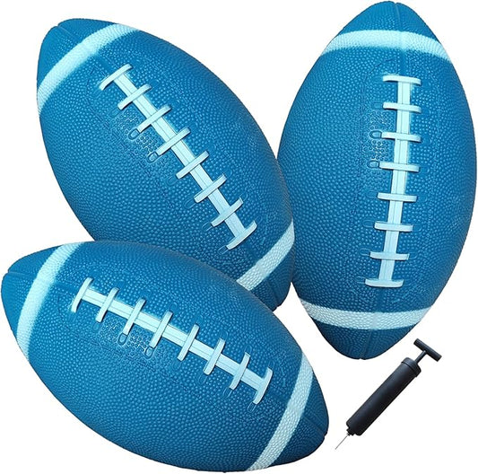 AppleRound 3-Pack 8-Inch Waterproof Footballs for Pool, Beach, & Backyard - Ideal for Water & Land Play - Ball Pump Included, Pee-Wee Junior Size for Kids & Teens