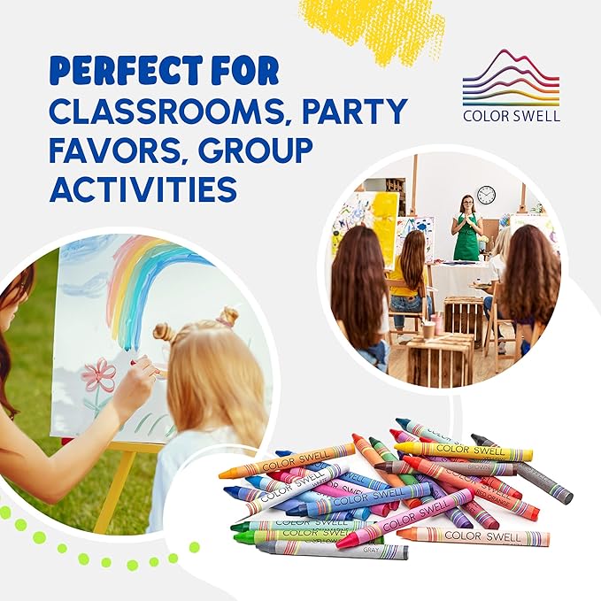 Color Swell Bulk Crayons Packs - 10 Boxes of 24 Vibrant Colors of Teacher Quality Durable for Home and School