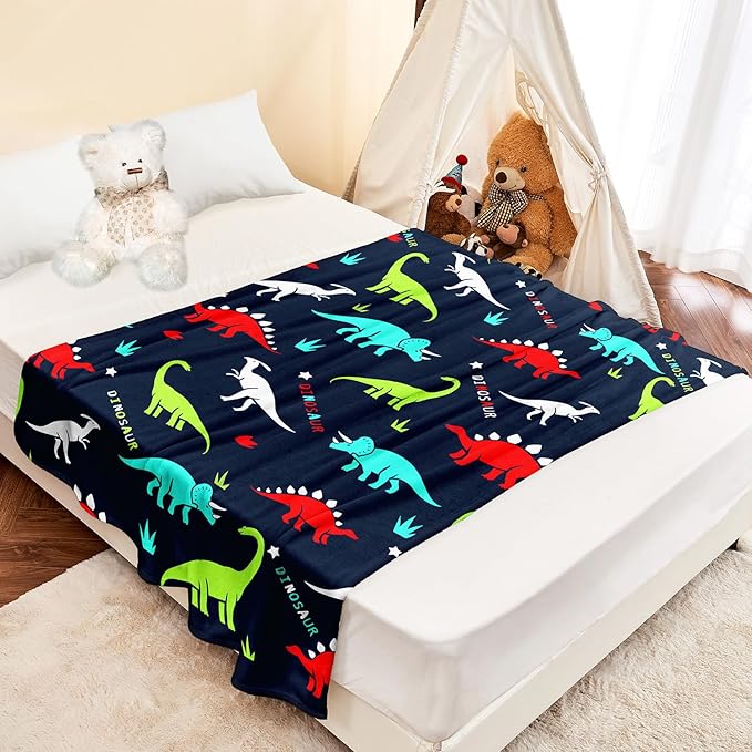 Wajade Dinosaur Blanket for Boys Soft Fleece Thorw Kids Dino Blanket for Couch Sofa Bedroom Warm Blankets Birthday Gifts for Kids Boys Teen 50"x60"