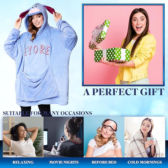 Disney Stitch Blanket Hoodie - Adults 2 in 1 Oversized Fleece Hoodie Baby Yoda Minnie Mouse - Stitch Gifts