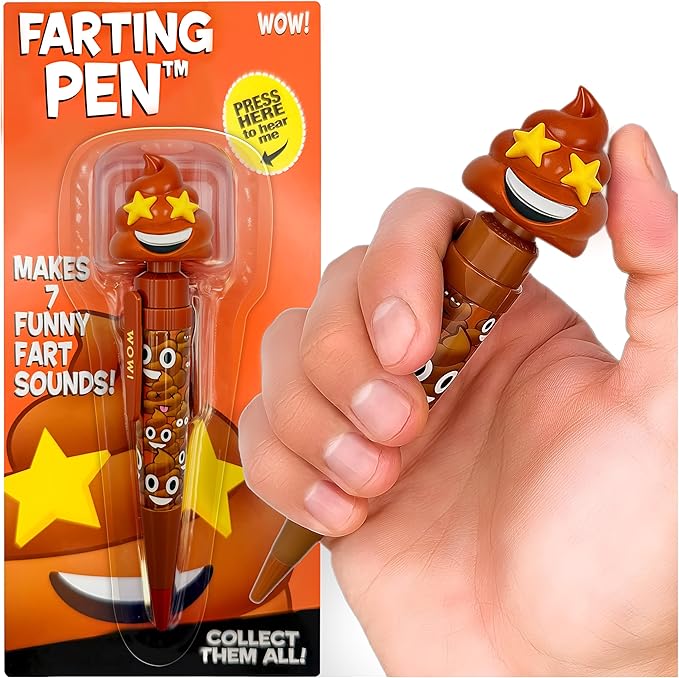 Farting Poop Pen with Multiple Funny Sounds - Perfect Halloween Games & Novelty Gift for Teens, Kids & Boys - Pen & Prank Toy for Halloween Parties, Games & Family Fun All Day (Star Eyes)