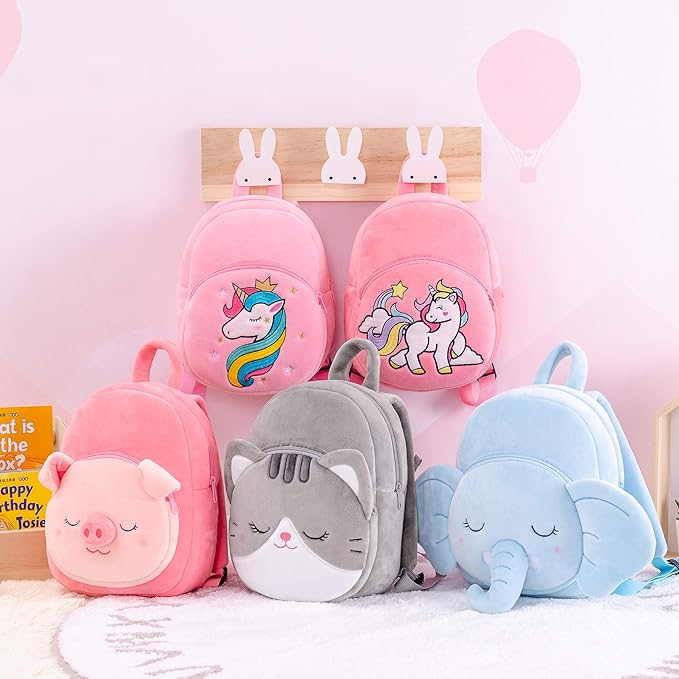 Lazada Cat Toddler Backpack Plush Backpack Toddler Girls Backpack Cat Animal Kids Backpacks for Girls Kitty Plush Backpack for Baby Girls Gray 11-inch