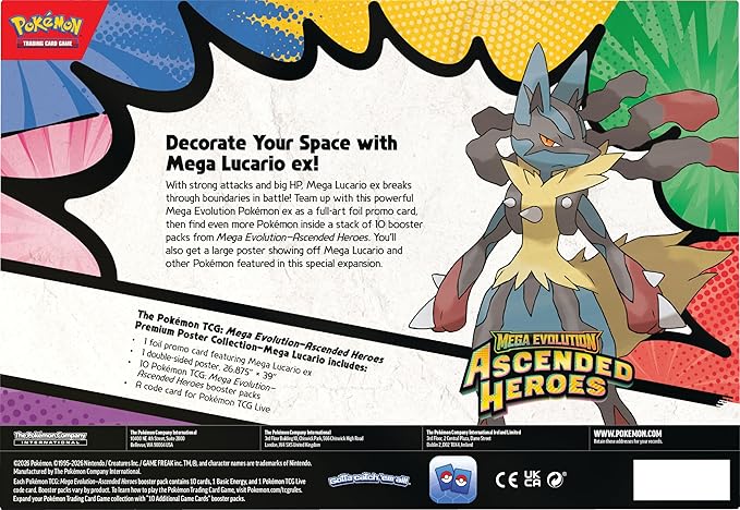 Pokemon TCG: Mega Evolution - Ascended Heroes - Premium Poster Collection - Mega Lucario