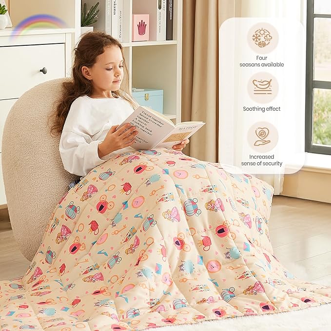 Weighted Blanket - 10 lbs Beige Princess Heavy Blanket - Small Size Breathable Lap Blanket(41"x60", 10 lbs)