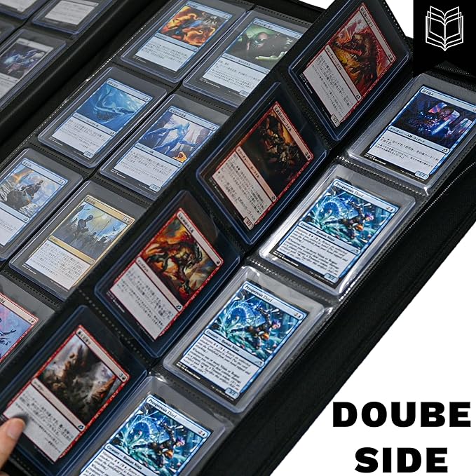 Toploaders Binder,Holds 640 Top Loaders,16 Pocket Top Loader Binder for 3" x 4"Rigid Cards,Double Sided Card Binder Abulm in 3"x4"Toploaders for Trading Cards (TOP 640 Light Blue)