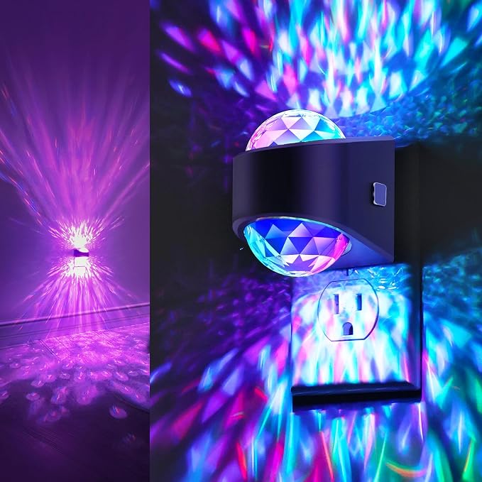 Night Lights Plug into Wall, Star Projector for Bedroom [2 Pack] | Night Light Projector for Kids, 9-Color RGB Galaxy Nightlight with Dusk to Dawn for Bathroom, Home Gaming Room Decor Gifts