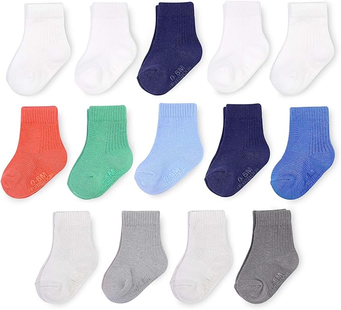 Fruit of the Loom Baby & Toddler Grow & Fit Flex Zones Cotton Stretch Socks - Unisex, Girls, Boys