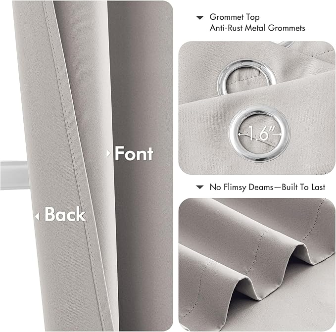 MIULEE Blackout Curtains for Bedroom 2 Panels 40 x 84 Inch Long Cobblestone | Thermal Insulated, Living Room Darkening Grommet Drapes, Noise Reducing, Light Blocking Window Treatments