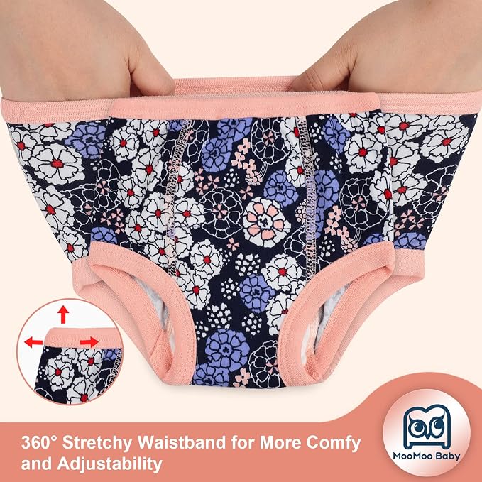 MooMoo Baby 8 Packs Potty Training Pants Cotton Absorbent Training Underwear for Toddler Boy and Girls 2T-9T