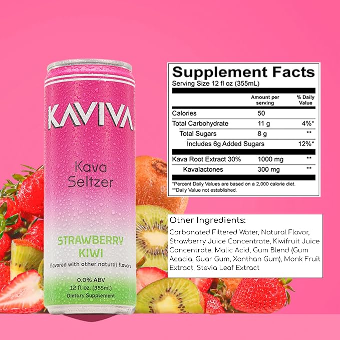 Kaviva | Kava & Seltzer | Relaxation Drink | 50 calories | All Natural | Non-ALC Functional Beverage | Refreshing Alternative | Clean Ingredients