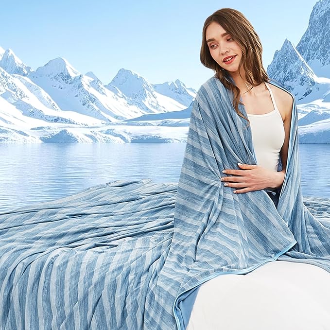 Cooling Blanket Queen Size, Arc-Chill Q-Max >0.5 Cool Fiber, Summer Cooling Blanket for Hot Weather, Keeps Body Cool for Night Sweats, Soft Lightweight Sofa Couch Blankets for Kid Adults