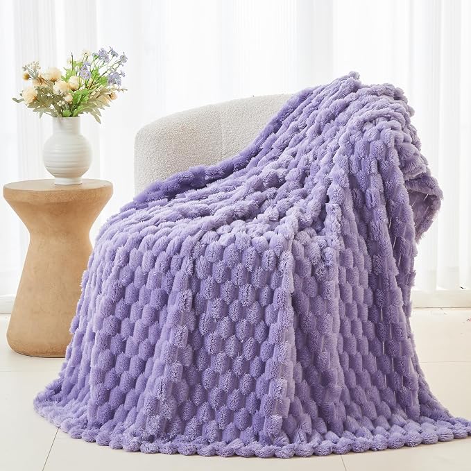 NEWCOSPLAY Fleece Clouds Cozy Throw Blanket for Couch, Lavender, 50"x60" | Premium Silky Flannel Blanket, Soft Lightweight Fluffy Throw Blanket for Bed Sofa Decor, Gift for All Season Use