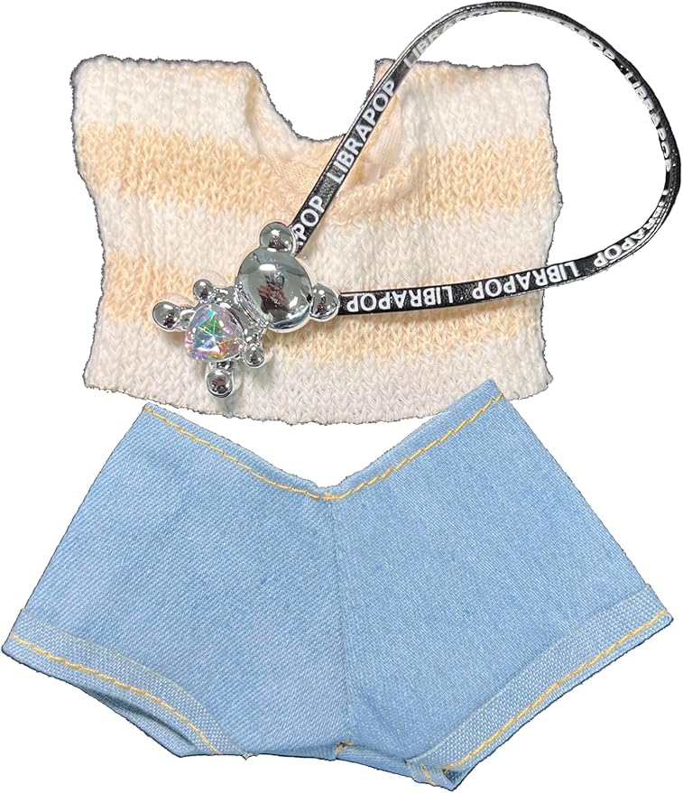 Cozy Doll Knitwear Set: 17cm Sweater & Skinny Jeans w| Mini Bag | Photo-Ready Casual Outfit for 17cm Dolls | Accessories Included.
