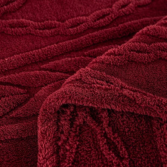 YUSOKI Sherpa Fleece Large Throw Blanket, Burgundy Red, 50"x65" | 3D Stylish Design,320GSM, Non-Shedding, Lightweight for All Season Use, stays fluffy after repeated washes, Perfect Gifts