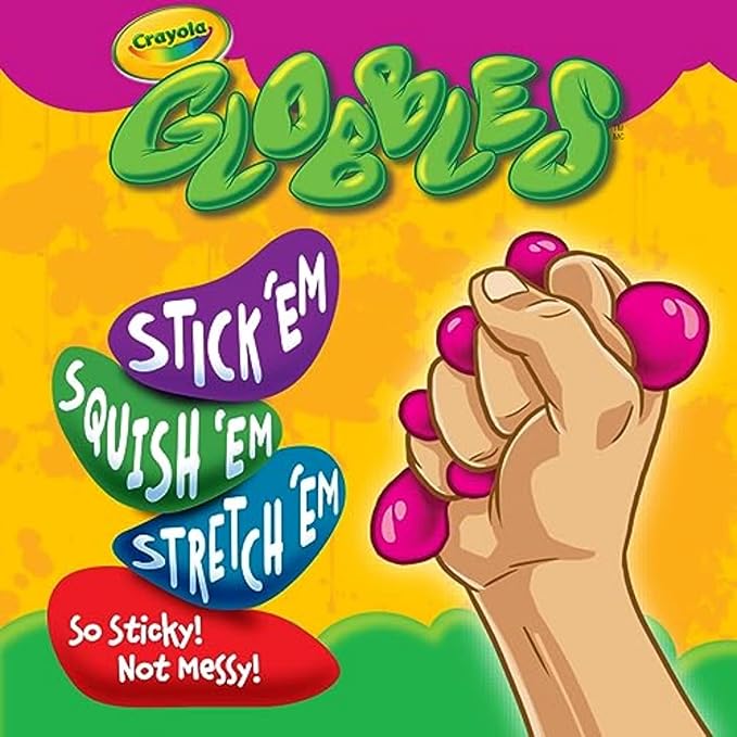 Crayola Globbles Fidget Toy (6ct), Stocking Stuffers for Kids, White Elephant Gifts, Sticky Stress Ball for Adults & Kids, Squishy Balls, Calming Sensory Toys for Stress Relief